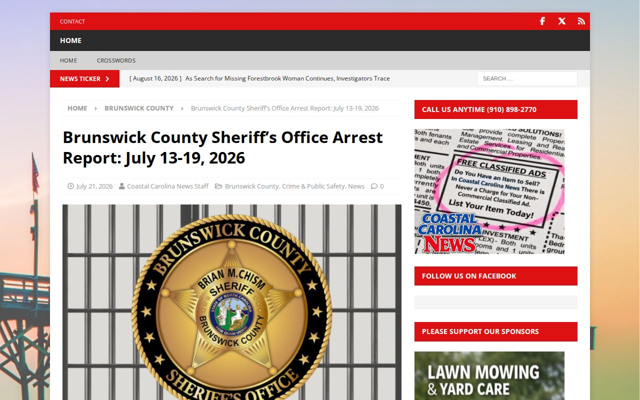 BC Dollar Saver weekly Brunswick County arrest report