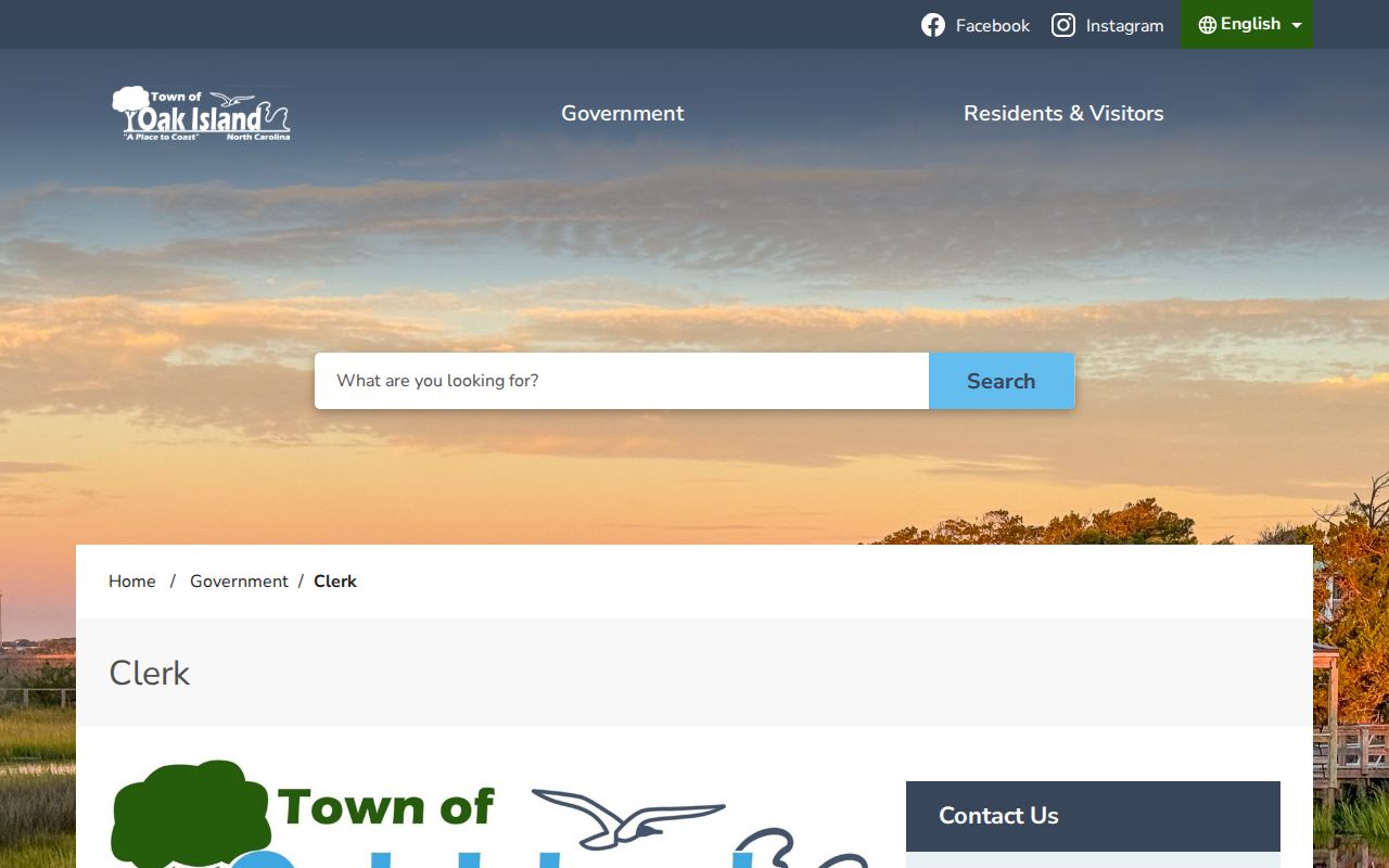 Oak Island Clerk public records page